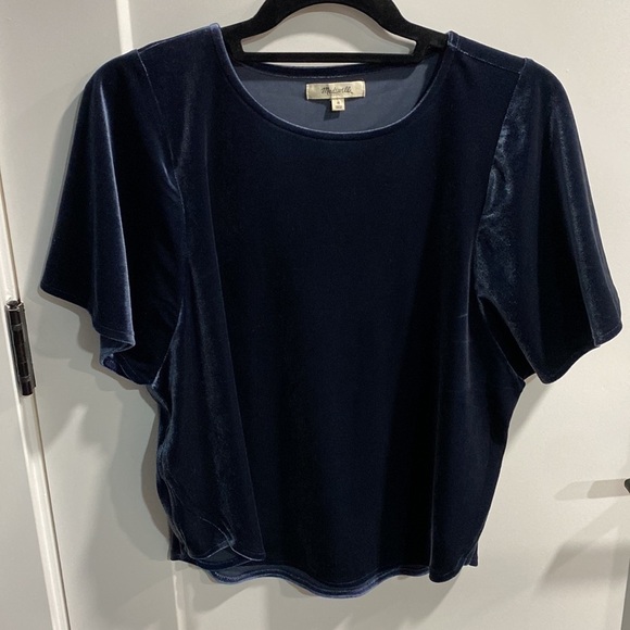 MADEWELL Blue Velvet Top EUC - Picture 4 of 11